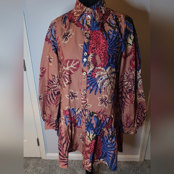 FARM RIO Long Sleeved Mini Dress- Beaded Forest Pink Sz XS. NWOT - Picture 4 of 10